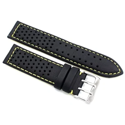 Image of Sulla Genuine leather watch strap, black, 20mm