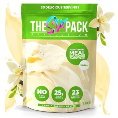 Image of The Six Pack Revolution Vegan Meal Replacement Shake, 25G Protein, 23 Vitamins + Minerals, Gluten Free, No Added Sugar, Vanilla Caramel Heaven Flavour, 30 Servings
