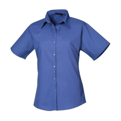 Image of Premier Womens/Ladies Poplin Short Sleeved Blouse (Royal Blue) Size 26 UK