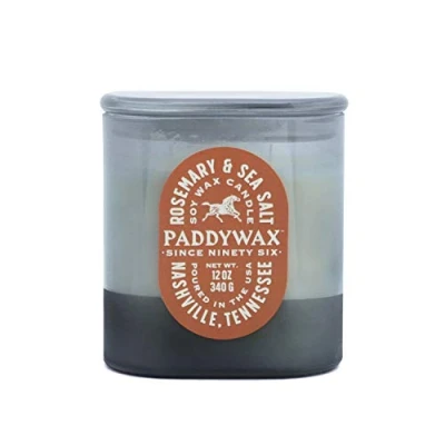 Image of Paddywax Scented Candles Vista Collection Vintage Style Artisan Candle in Frosted Glass, 340g, Rosemary &amp; Sea Salt