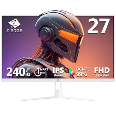 Image of Z Edge 27 Inch 240Hz Gaming Monitor IPS Panel 1ms MPRT Full HD LED Monitor, 400cd/m² Brightness, Ultra Thin Bezel, HDR10, FreeSync, HDMI &amp; DisplayPort, VESA Mountable, White