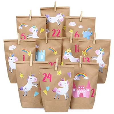 Image of Papierdrachen DIY Advent calendar unicorns for you to stick on with 24 paper bags craft yourself Christmas 2018