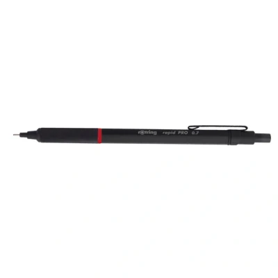 Image of rOtring Rapid Pro Mechanical Pencil HB 0.7 mm Lead Propelling Reduced Breakage Matte Black Full Metal Barrel