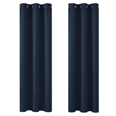 Image of Deconovo Window Treatments Ring Top Blackout Curtains Eyelet for Nursery Navy Blue 42 x 72 Inch 2 Panels