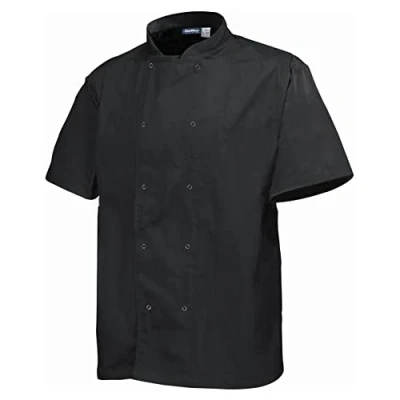 Image of Genware NJ20 XL Basic Stud Short Sleeve Jacket, Black, X Large