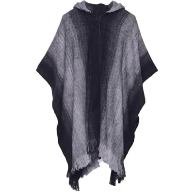 Image of Gamboa Handmade Alpaca Mens Poncho Hoodie Cowboy Mexican Cape Blanket