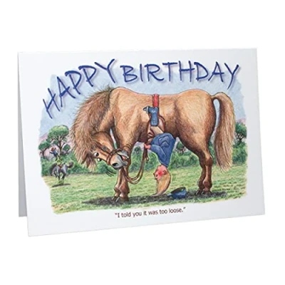 Image of Happy Birthday Horses &amp; Ponies Humour Cartoon A5 Funny Blank Greeting Card by Armand Foster