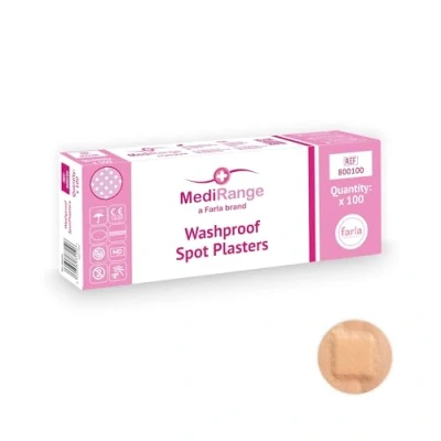 Image of MediRange Washproof Spot Plasters, Sterile Plasters for First Aid Kit, 2.5cm Diameter, Pack of 100