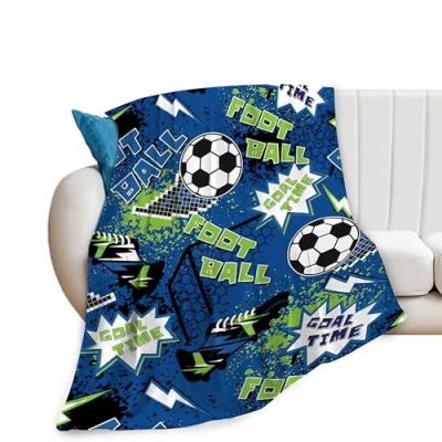 Image of Soccer Blanket Sports Throw Cozy Fleece Flannel Plush Bedding Gifts Stuff for Boys Girls Men Women Couch Sofa Bed Decor 40&quot;X50&quot;