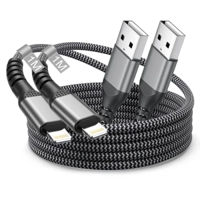 Image of iPhone Charger Cable 1M 2Pack, USB to Lightning MFi Certified Apple Charging Fast Charge i Phone Lead Wire for 14 Pro Max/13 Pro/13 Mini/13/12/11/XS/XR/8/7/SE,iPad