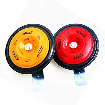Image of YIYDA Motorcycle Horn car Super Loud High Tone and Low Metal Electric Red Orange fashion match loudspeaker Waterproof Universal for Any 12V Truck Moto ect