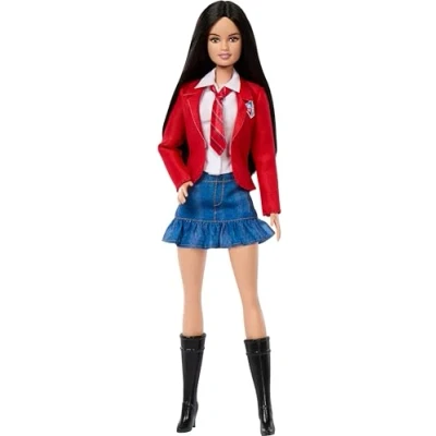 Image of Barbie Lupita Doll Wearing Removable School Uniform with Boots, Necktie &amp; Long Blonde Hair, Inspired by Rebelde RBD