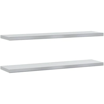 Image of vidaXL Wall Shelves Floating Shelf 2 pcs Silver Stainless Steel 100x23.5x3 cm Living Room/Bedroom/Bathroom/Office