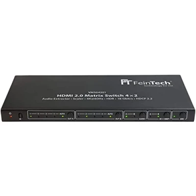Image of FeinTech VMS04201 HDMI Matrix Switch 4x2 with Audio Extractor Scaler Ultra HD 4K 60Hz HDR