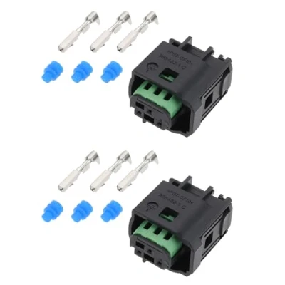 Image of VGOL 2 Set 3 Pin Waterproof Automotive Radar Sensor Pedal Connector Plug 968402 1, 966601 Compatible with BMW, Peugeot, Citroen