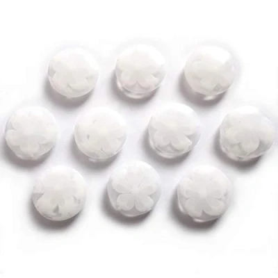 Image of Round Flower Blossom Buttons Pack of 10 (White, 18mm)