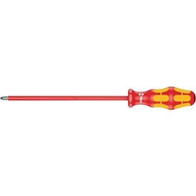 Image of Wera 006165 Kraftform 165 VDE Insulated Screwdriver Pozidriv Tip 2 Point, 20cm blade length, Multi coloured