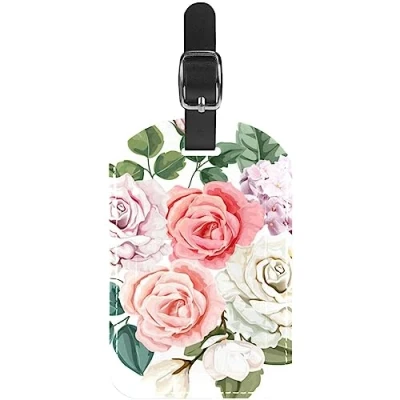 Image of Luggage Tags Rose Leather Travel Suitcase Labels 1 Packs
