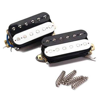 Image of Alnicov Black &amp; White Guitar Pickup Zebra Faced Humbucker Double Coil Electric Pickups 50/52Mm With Installing Frame Accessories