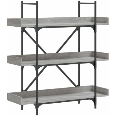 Image of vidaXL Bookcase 3 Tier Grey Sonoma 100x33x108.5 cm Engineered Wood