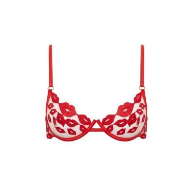 Image of Bluebella Marian Wired BRA Underwired bra, Women&#039;s, Size: 30A, Tomato red/sheer