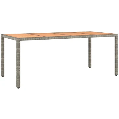 Image of vidaXL Garden Table with Wooden Top Grey Poly Rattan&amp;Solid Wood Acacia