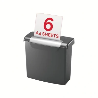 Image of Rexel Momentum S206 Strip Cut Paper Shredder, Shreds 6 Sheets, 9 Litre Bin, Black, 2104568