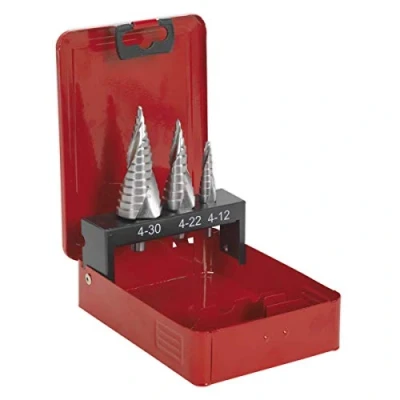 Image of Sealey HSS M2 Step Drill Bit Set 3pc Spiral Flute