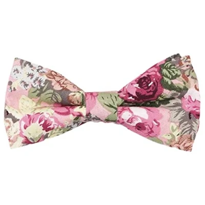 Image of Children&#039;s Kids Boys Luxury Cotton Pre Tied and Elasticated Bow Tie (Pink Botanical Floral) suitable for formalwear, weddings, parties, pageboy outfits