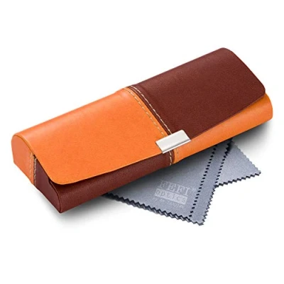 Image of FEFI Two Tone Hard Case Glasses in Leather Look, Orange/brown, One Size
