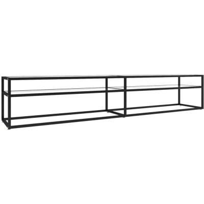 Image of vidaXL TV Cabinet Transparent 220x40x40.5 cm Tempered Glass