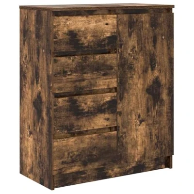 Image of vidaXL Sideboard Cabinet/Storage Unit with Drawers and Door, Smoked Oak, 71x35x84 cm Ideal for Living Room, Dining or Office