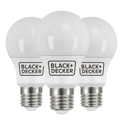 Image of BLACK+DECKER® LED GLS Lightbulbs Pack of 3 Light Bulbs 7.3W E27 Screw Base Daylight 6500K Non Dimmable 806 Lumens Energy Class E