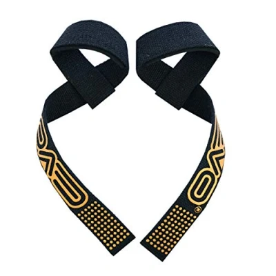 Image of EVO Fitness Weight Lifting Straps Gym Deadlifts Padded Hand Bar Wrist Support Wraps Non Slip Flex Gel Grips Powerlifting Bodybuilding Pair