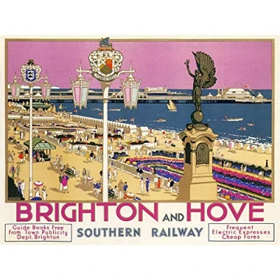 Image of Wee Blue Coo Brighton Hove Sussex Beach Resort Travel Large Wall Art Poster Print Thick Paper 18X24 Inch