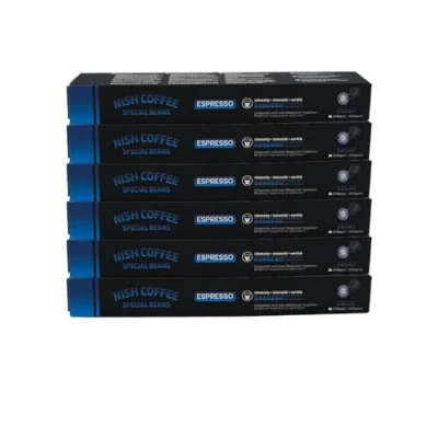 Image of Nishcoffee Decaffeinated Capsules Coffee,Coffee Pods, Nespresso Compatible Set of 6 (60 Capsules)