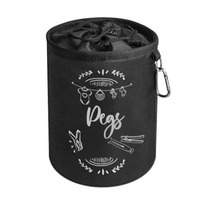 Image of Clothes Peg Bag for Washing Line with Hanger Waterproof Holder to Store up 300 Pegs Bags Hanging Clip &amp; Drawstring Closure