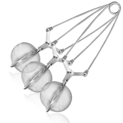 Image of COM FOUR® 3X Tea Tongs Made of 304 Stainless Steel Ball Shaped Infuser strainers for Loose Tea, Spices and Herbs Strainer (03 Pieces Ø 4.5 cm)