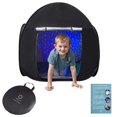 Image of Sensory Tent Calm Down For Children To Play And Relax Corner Helps With Autism, SPD, Anxiety &amp; Improve Focus Black Out Tents Autistic Small