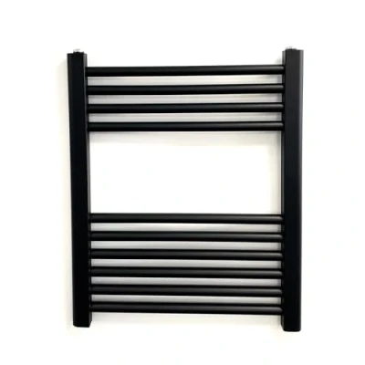 Image of Greened House Black Straight Heated Towel Rail W500mm x H600mm Flat Central Heating Radiator