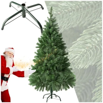 Image of tectake® Christmas Tree with Metal Stand, Bushy Tree, Realistic, Natural and Artificial Pine Fall Safety Allergy Safe Decorations, Green 140 cm