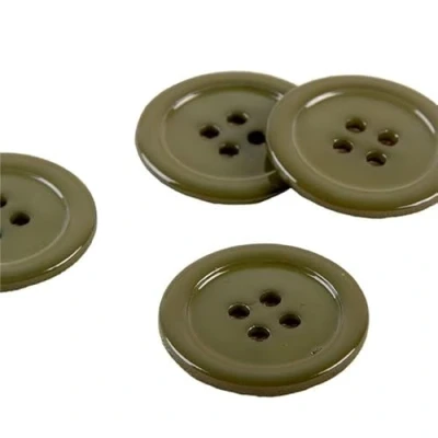 Image of MYMERCERIE Pack of 6 100% Round Mother Pearl Buttons 25 mm Khaki