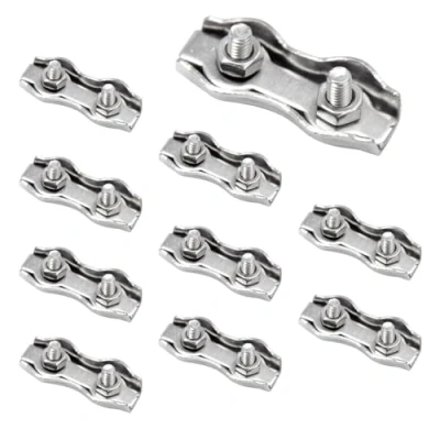 Image of CEEYSEE 10Pcs Heavy Duty Wire Rope Clips M3 304 Stainless Steel Double Clamp Buckle Nuts Ropes Cable Duplex Bolt for Fixing Drying Racks and Rigging Rope(U/M3/GSJ)