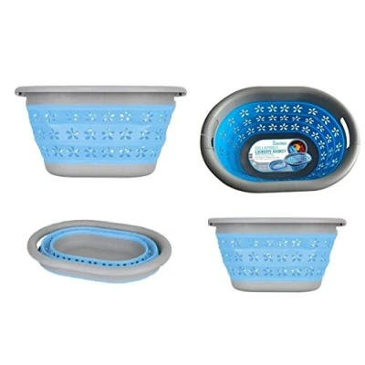 Image of OVAL COLLAPSIBLE LAUNDRY BASKET BIN STRONG MEDIUM SPACE SAVING FOLDABLE NEW
