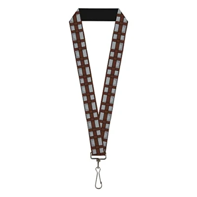 Image of Buckle Down Star Wars Lanyard, Chewbacca Bandolier Bounding Browns Gray, Elastic, Brown