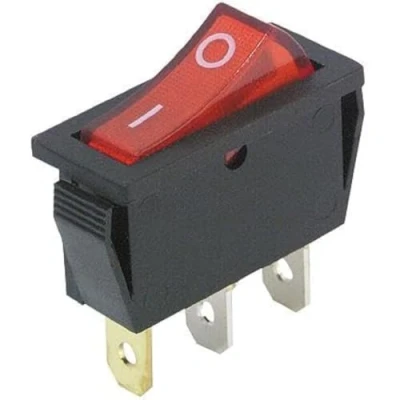 Image of Rocker Switch 3 Pin Light Up Black, 250 V/15 A 125 V/20 2 Positions: ON/Off