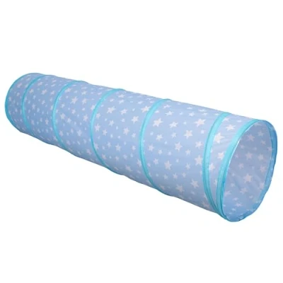 Image of Relsy Kids Crawl Tunnel, Starry Baby Blue Pop Up Tunnel For Kids, Toddlers, Pets 180cm x 45cm Toddler Play Soft