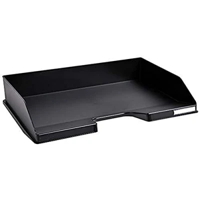 Image of Exacompta Ref 11714D ECOBlack Landscape Letter Trays Combo 255 x 365 65mm in Size, Suitable for A4 Documents, Stackable, Holds Approx. 500 Sheets Black