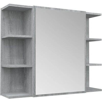 Image of vidaXL Bathroom Mirror Cabinet Grey Sonoma 80x20.5x64cm Engineered Wood