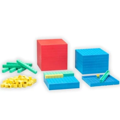Image of WISSNER active learning 039577.000 Base Ten Set,for ages up from 3 years, 121 Parts, in a Cardboard Box with Guide, RE Plastic, Multicolor, Medium